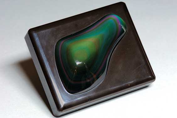 Appraisal: SHIMMERING RAINBOW OBSIDIAN BOX Jalisco Mexico Handcrafted in Italy Flashing