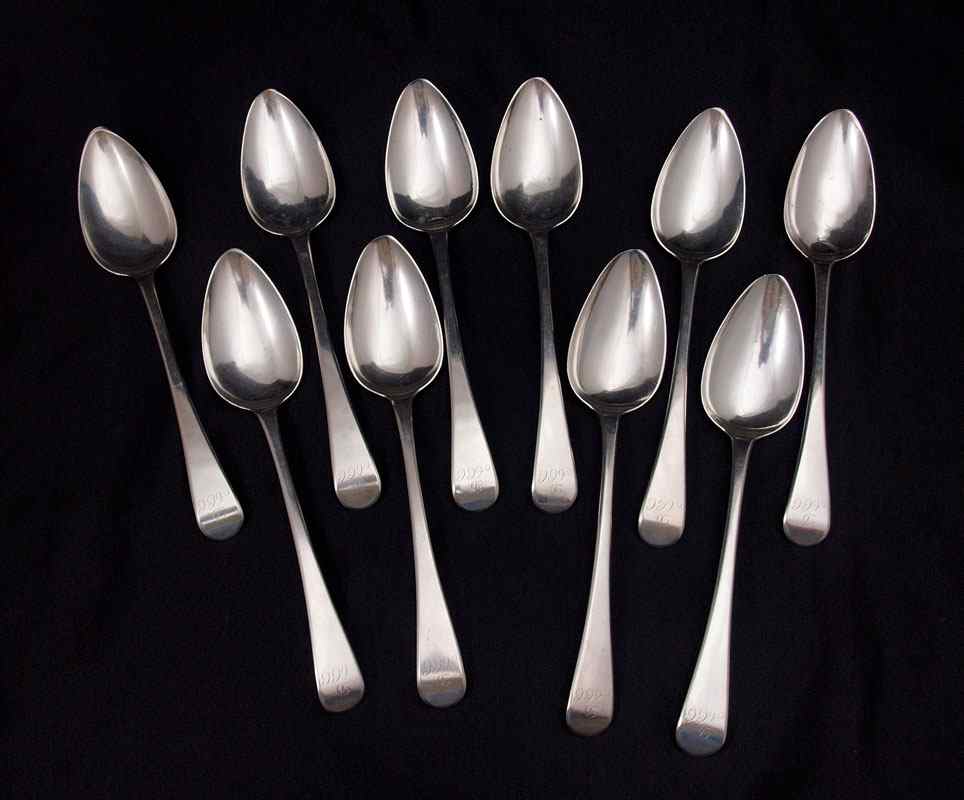 Appraisal: SET OF ENGLISH STERLING SPOONS Hallmarked London with maker John