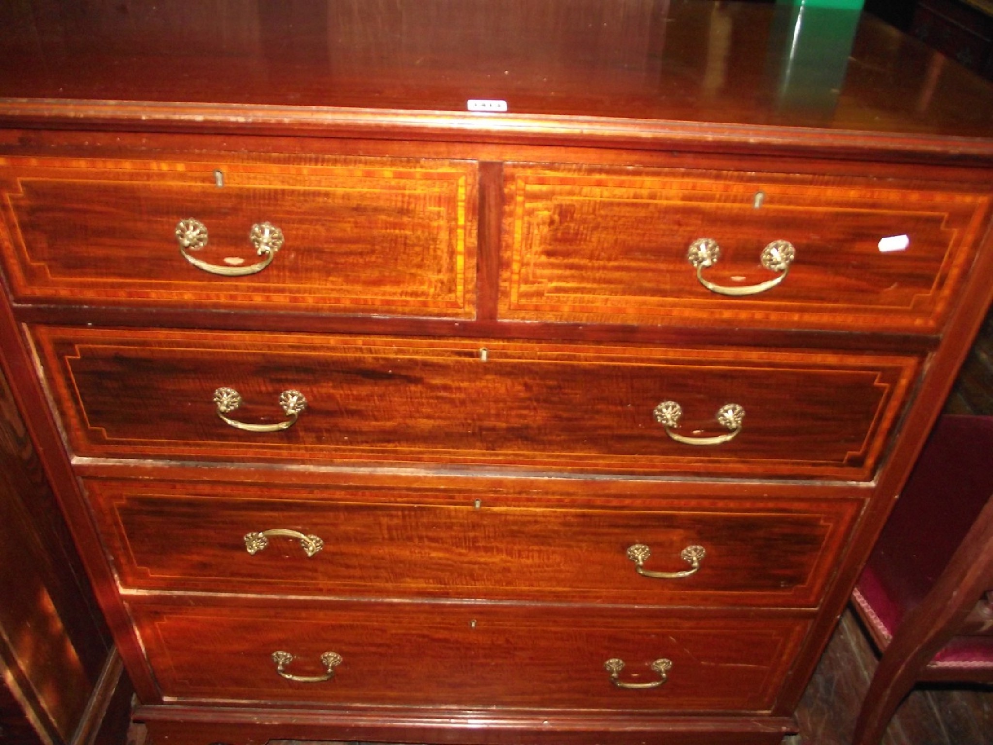 Appraisal: A good quality Edwardian mahogany chest of three long and