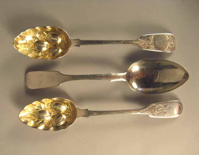 Appraisal: Two English sterling silver berry spoons charles boyton london john