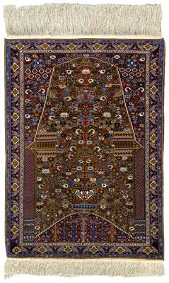 Appraisal: Finely woven Persian rug complex floral design on olive ground