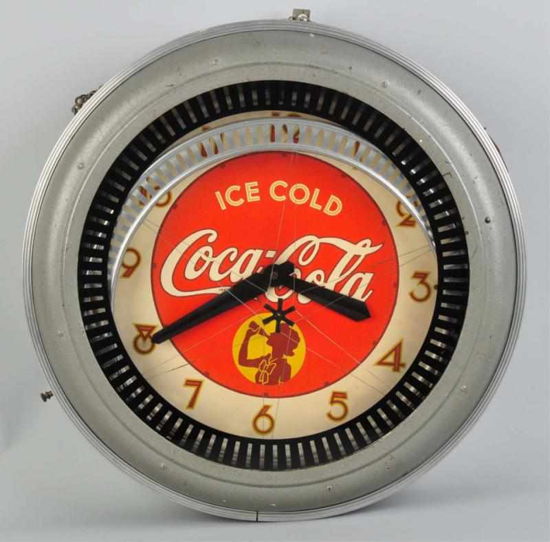 Appraisal: Coca-Cola Neon Spinner Clock Circa Very bright and clean example