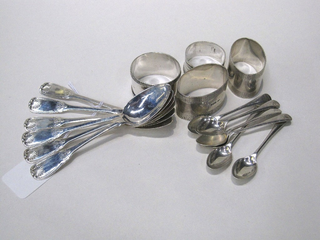 Appraisal: Lot comprising set of six antique silver teaspoons six silver