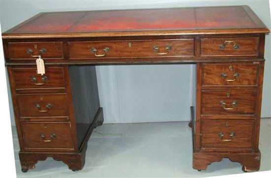 Appraisal: Nineteenth century pedestal desk in mahogany with tooled red leather