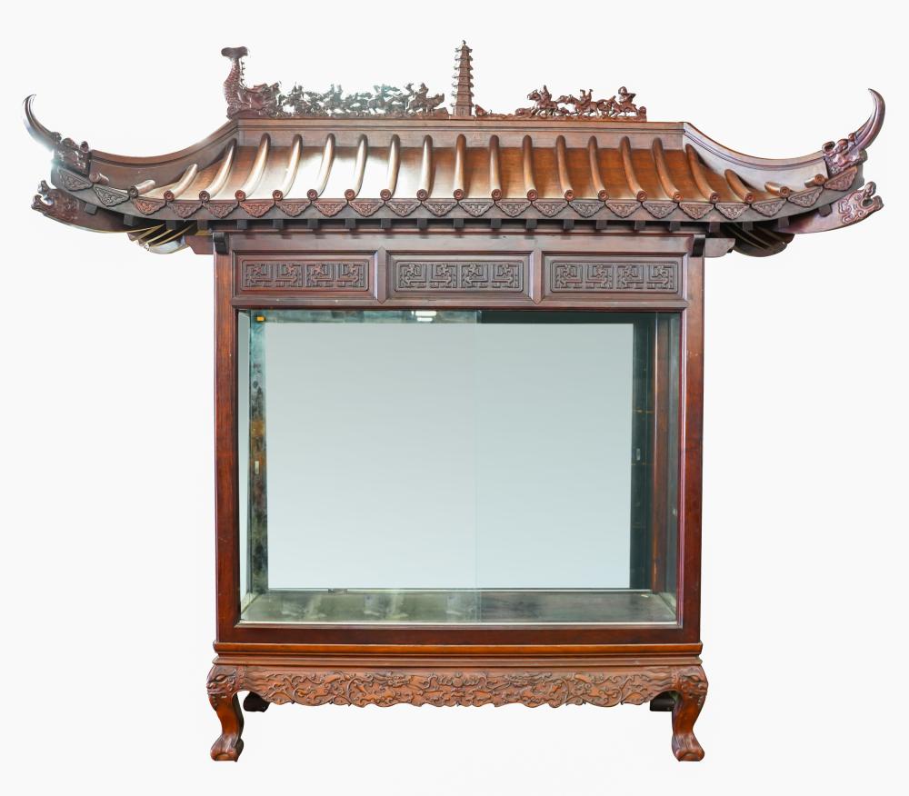 Appraisal: LARGE CHINESE DISPLAY CABINETcontemporary with sliding doors on each side