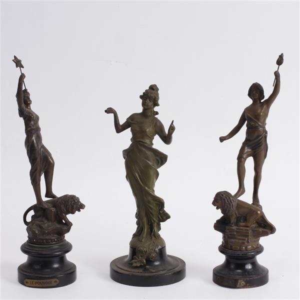 Appraisal: Three Art Nouveau spelter figures H tallest