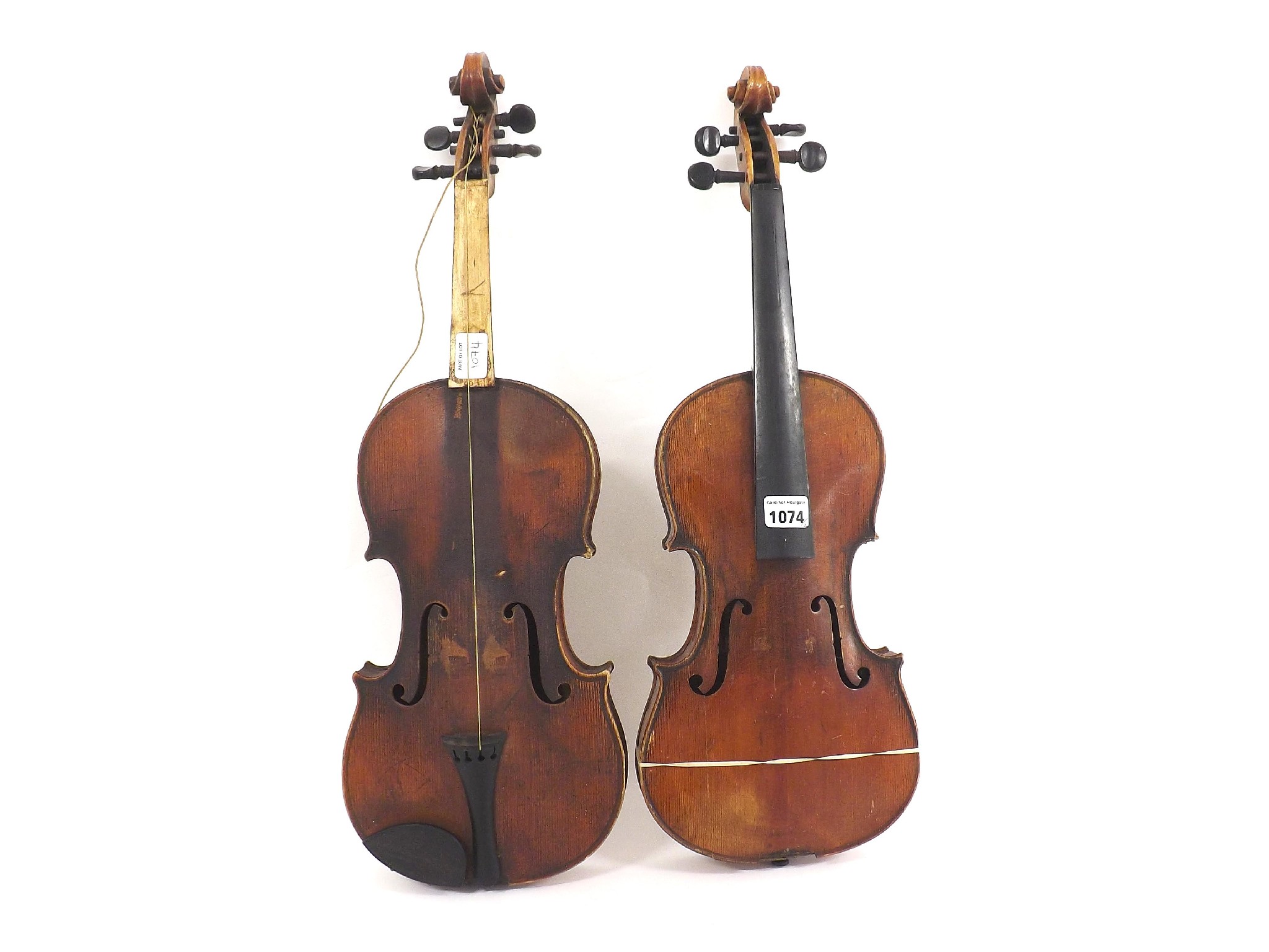 Appraisal: Two late th century German violins in need of restoration