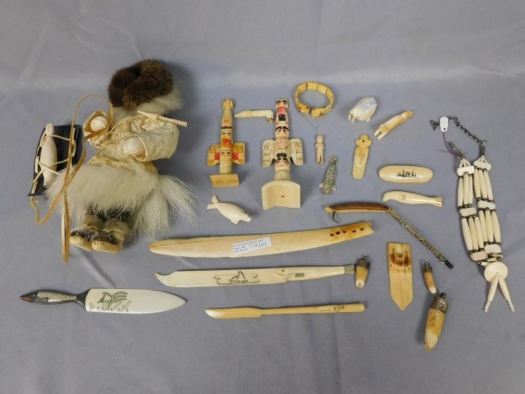 Appraisal: A COLLECTION OF NORTHWEST COAST SOUVENIRS ANDTrinkets th century total