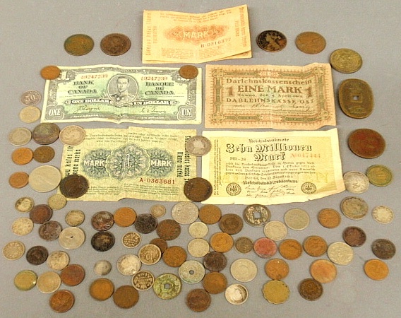 Appraisal: - Misc group of foreign coins and currency including a