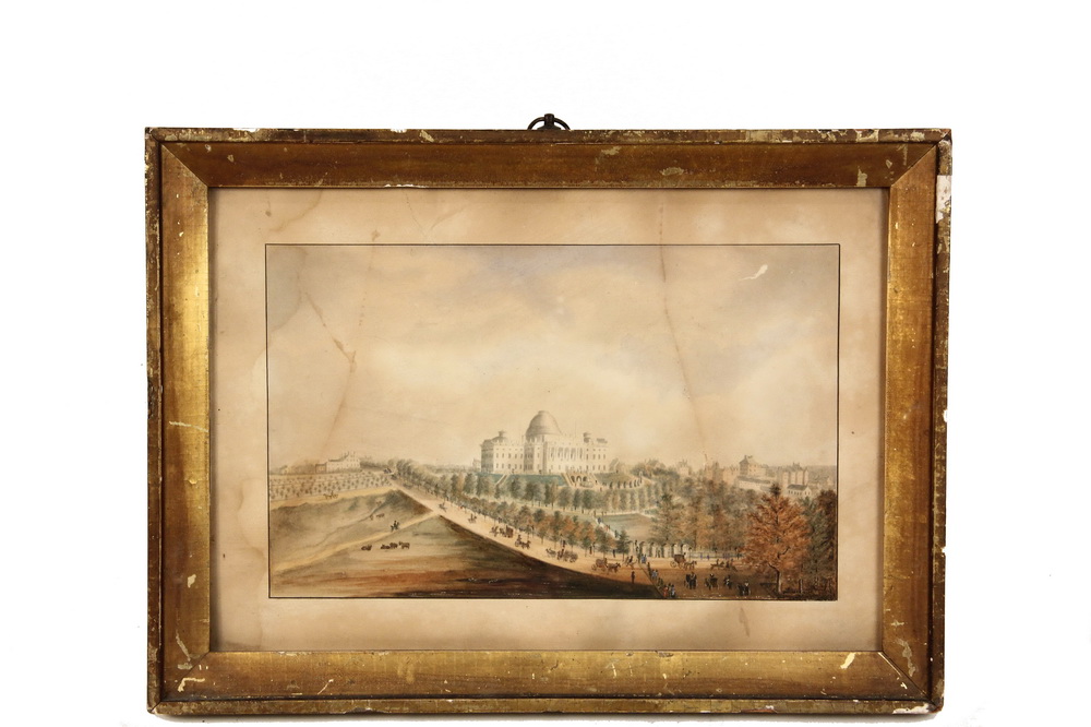 Appraisal: RARE EARLY DEPICTION OF US CAPITOL BUILDING - Watercolor on