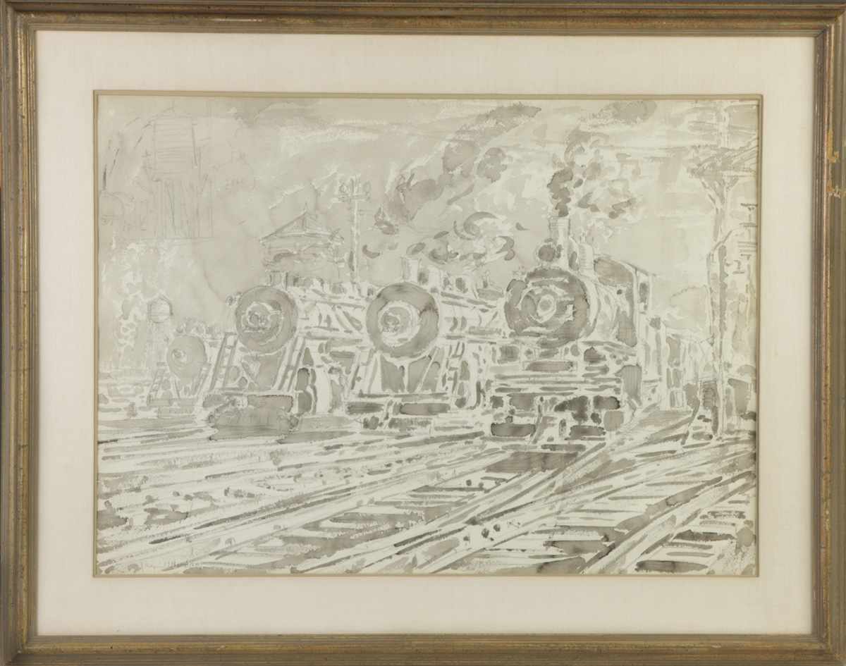 Appraisal: Reginald Marsh American - ''Locomotives'' Sgn Lower left Reginald Marsh