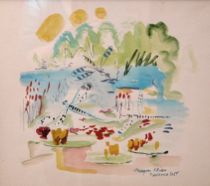 Appraisal: Frederico Yost American Late th Century Dragonflies Watercolor signed in