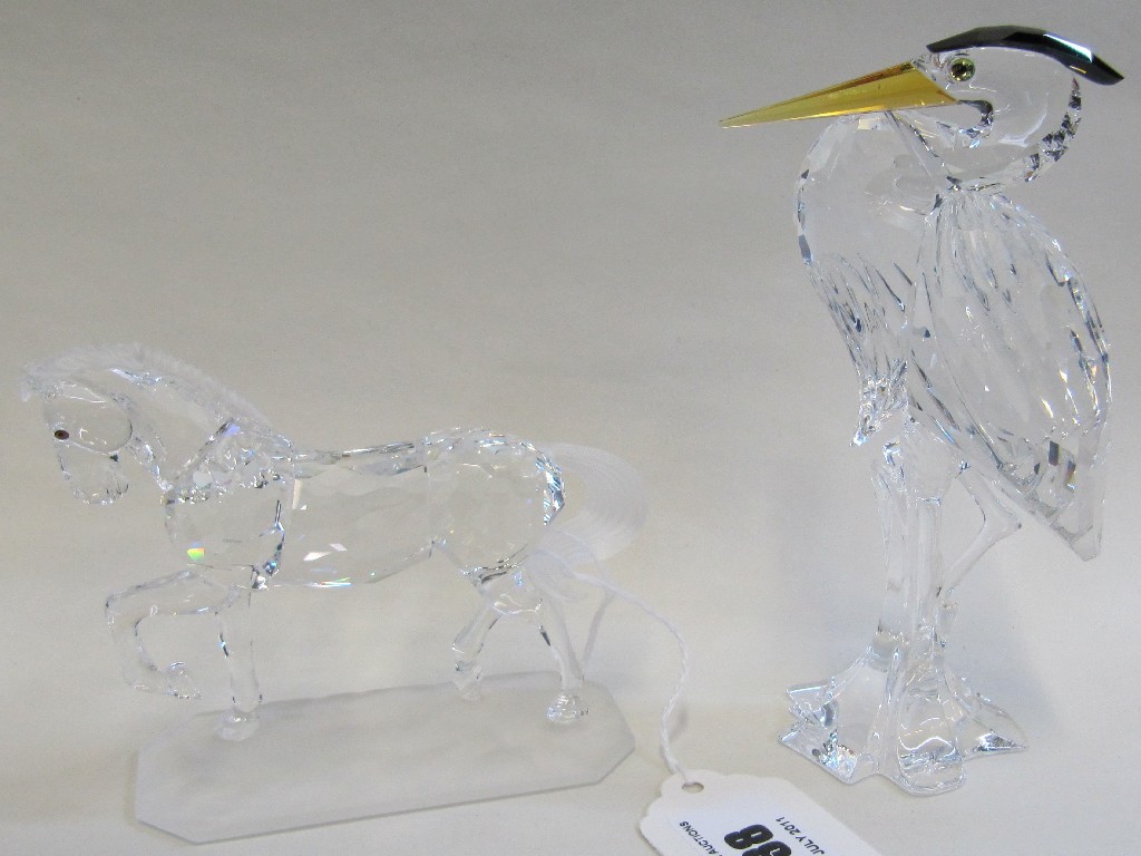 Appraisal: Two Swarovski figures of a heron and horse with boxes