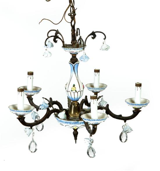 Appraisal: CHANDELIER American nd half- th century Blue and white ceramic