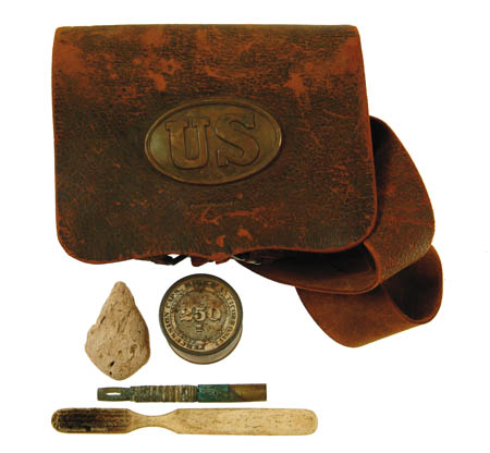 Appraisal: CIVIL WAR CARTRIDGE POUCH Made in Lewiston Maine in according