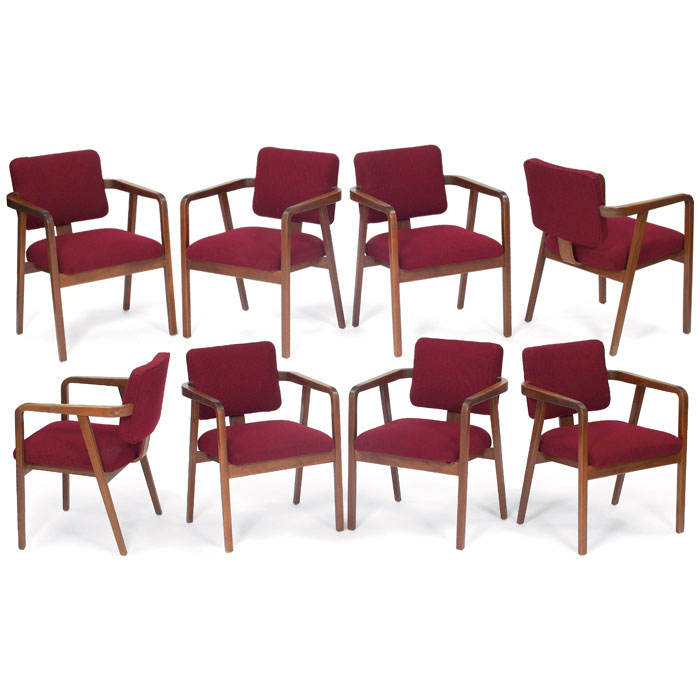 Appraisal: George Nelson armchairs eight by Herman Miller s walnut frames