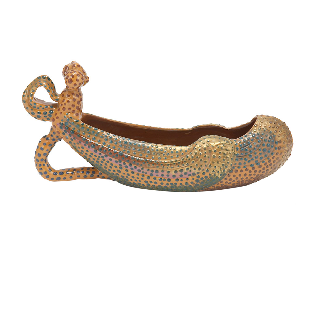 Appraisal: Galle Gilt and Enamel Decorated Faience Bowl Circa Of gondola