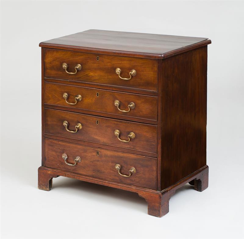 Appraisal: GEORGE III MAHOGANY SECRETARY CHEST OF DRAWERS Top drawer with