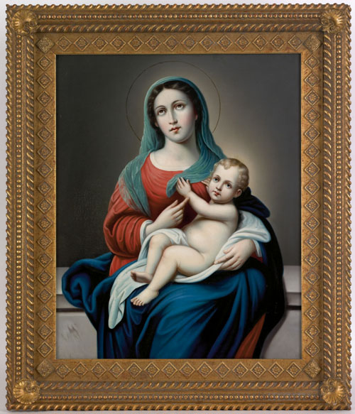 Appraisal: Oil on canvas of the Madonna and child th c