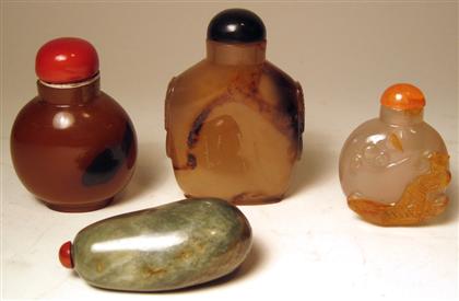 Appraisal: Four Chinese stone snuff bottles Qing dynasty