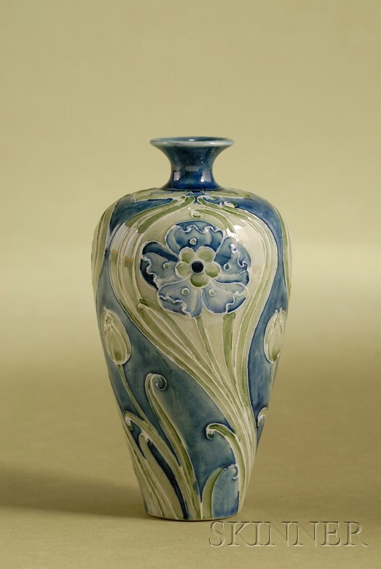 Appraisal: Moorcroft Floral Decorated Bud Vase England early th century white