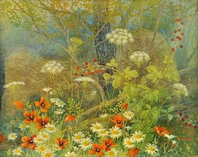 Appraisal: Robert Laessig American b Floral fantasy with poppies and daisies