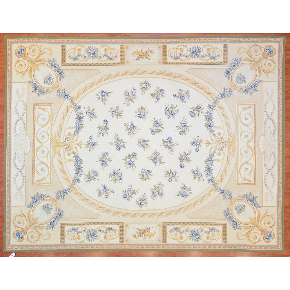 Appraisal: Aubusson Style Rug United States x Modern hand-knotted wool pile