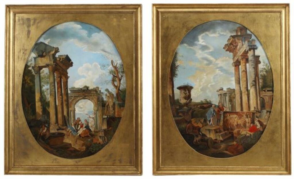 Appraisal: lot of Framed Italian School oil on canvas paintings Roman