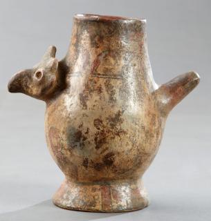 Appraisal: Pre-Columbian Pottery Pitcher with a rooster head and tail with