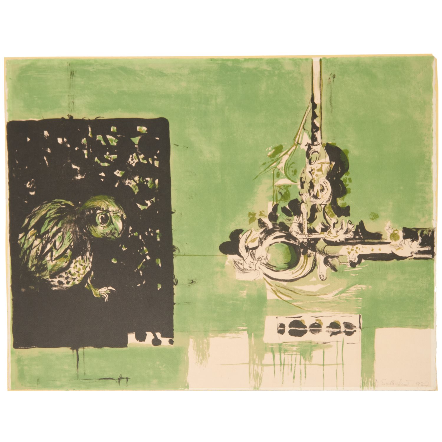 Appraisal: GRAHAM SUTHERLAND TWO-COLOR LITHOGRAPH Graham Vivian Sutherland British - Hanging