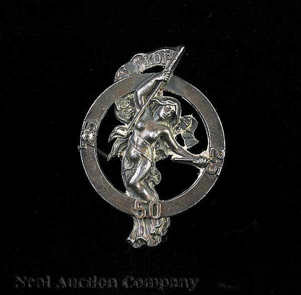 Appraisal: Mardi Gras Krewe of Proteus silver anniversary favor pin The