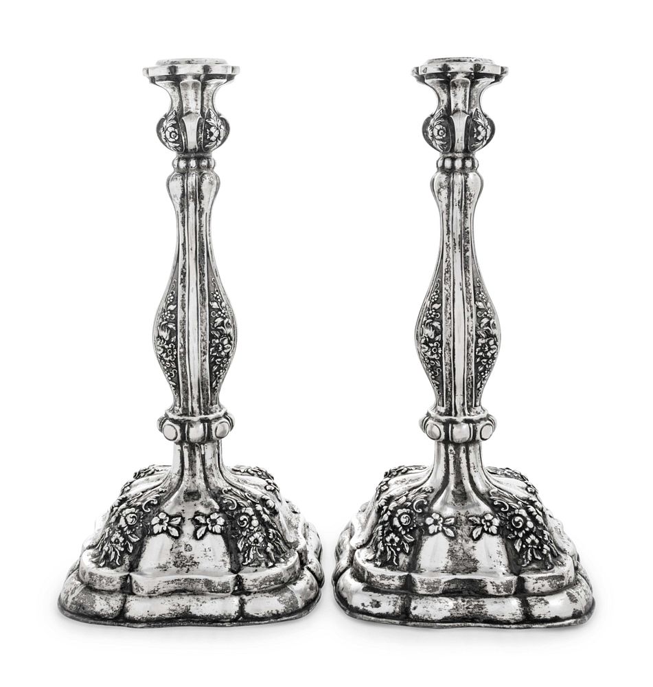 Appraisal: A Pair of Austrian Silver Candlesticks A Pair of Austrian