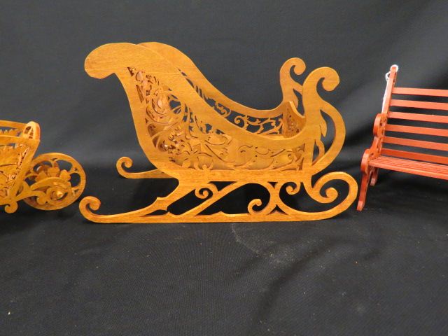 Appraisal: Large Lot of Carved Fretwork Items including shelves sleighs chairs