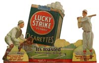 Appraisal: LUCKY STRIKE CIGARETTES BASEBALL WINDOW DISPLAY Extremely rare tri-fold cardboard