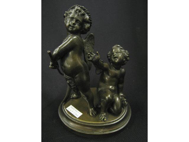 Appraisal: French Victorian Bronze of Two Cherubs at work rich patina