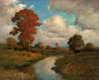 Appraisal: Dedrick Brandes Stuber River in an autumn landscape signed lower