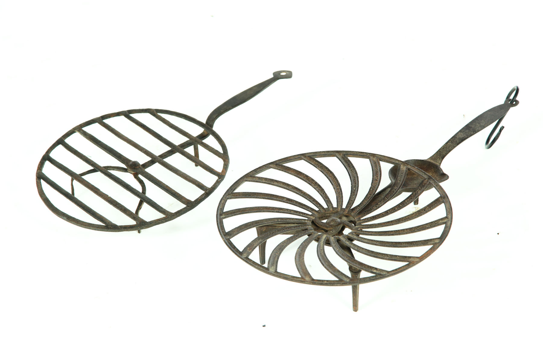 Appraisal: TWO IRON BROILERS American th century Both rotating Wrought iron