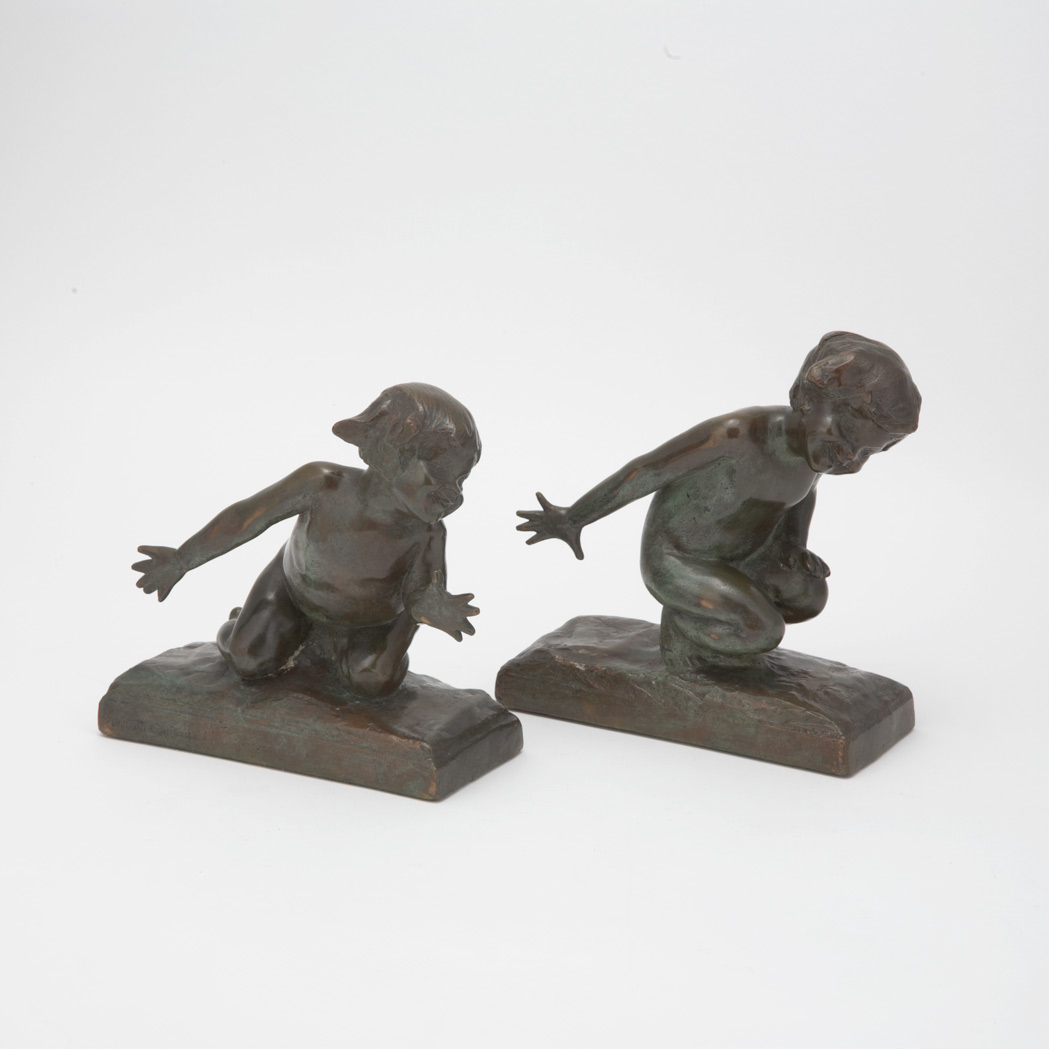 Appraisal: Pair of American Bronze Figural Bookends Cast from models by