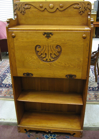 Appraisal: LATE VICTORIAN OAK DROP-FRONT SECRETARY American c with fall-front panel