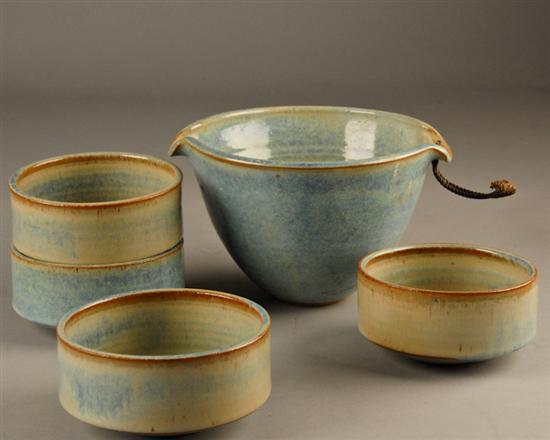 Appraisal: Five Michael Cohen Studio Pottery Pieces four bowls and one