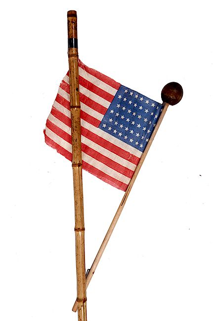 Appraisal: USA Flag Cane Early th Century- Wooden knob handle which