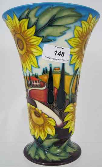 Appraisal: Moorcroft Vase decorated with Sunflowers and Landscape by Sian Leeper