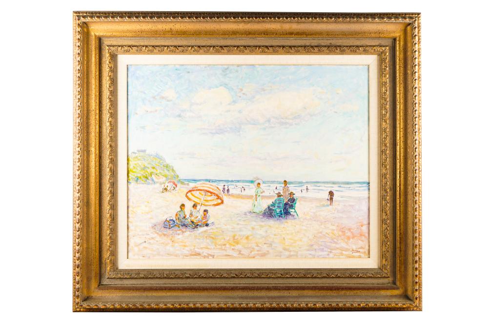 Appraisal: ROGER DENNIS - DAY ON THE SAND oil on canvas