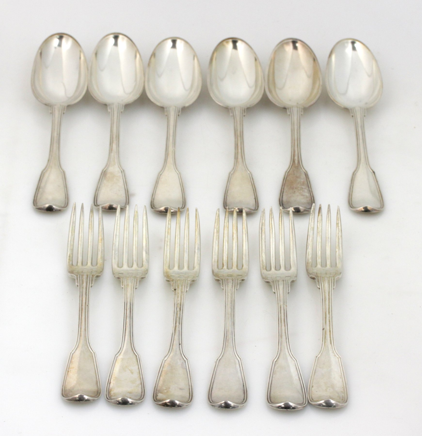 Appraisal: A set of six Continental silver table spoons and forks