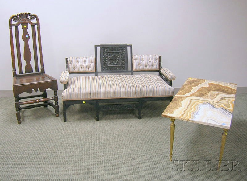 Appraisal: Three Pieces of Assorted Furniture a Queen Anne style carved