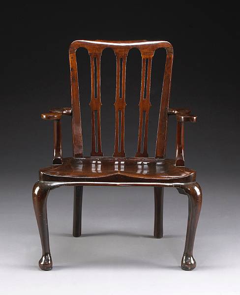 Appraisal: A George II mahogany armchair second half th century Of