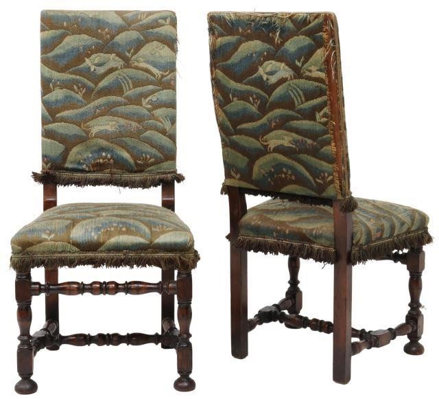 Appraisal: pair Flemish Baroque style side chairs th c padded back