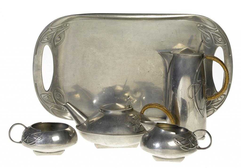 Appraisal: A LIBERTY CO TUDRIC PEWTER TEA SERVICE DESIGNED BY ARCHIBALD