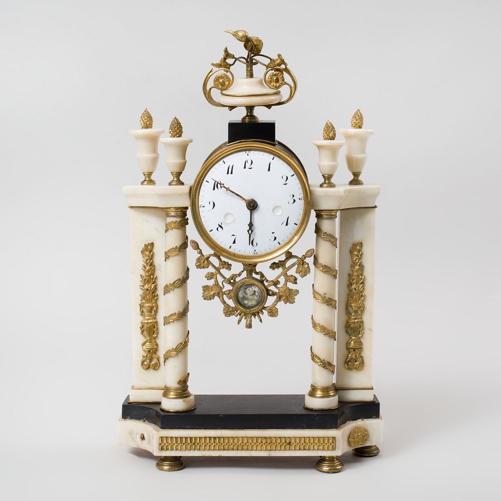 Appraisal: Louis XVI Style Gilt-Metal-Mounted Marble Mantle Clock x x in