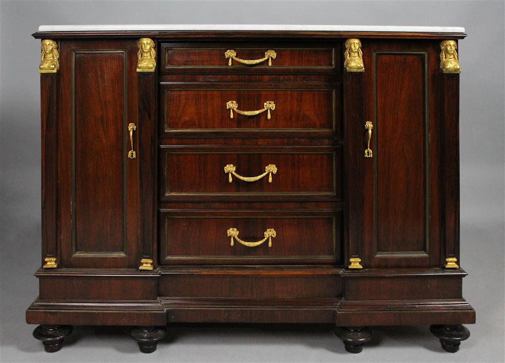 Appraisal: EMPIRE STYLE ORMOLU MOUNTED MAHOGANY BUFFET h w d in